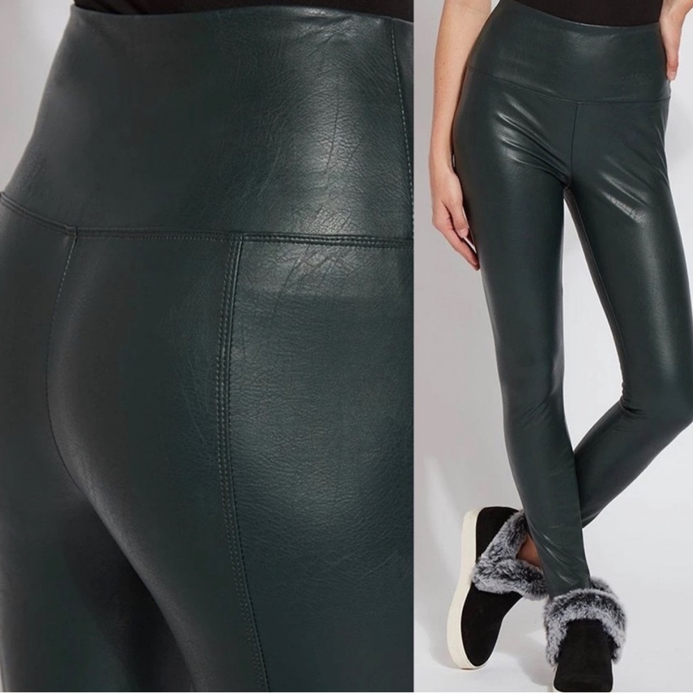 Lysse Textured Vegan Faux Leather Legging Pine Green Small